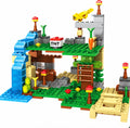 Minecraft waterfall cave building block set with 5 figures