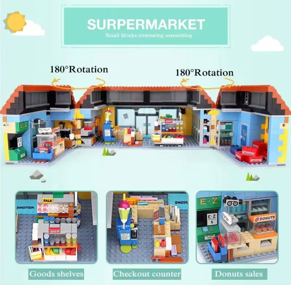 Simpsons Kwik-E-mart building block set 2179Pcs with 6 Figures