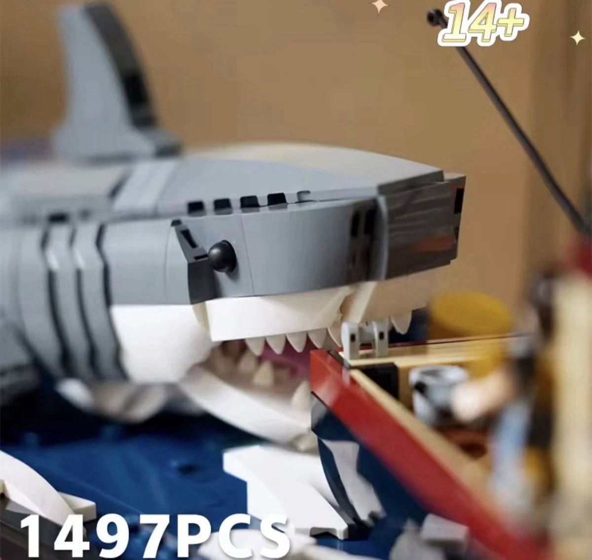 Jaws Diorama Boat & Shark (21350) 1503PCS Building Blocks w/ 3 Figures