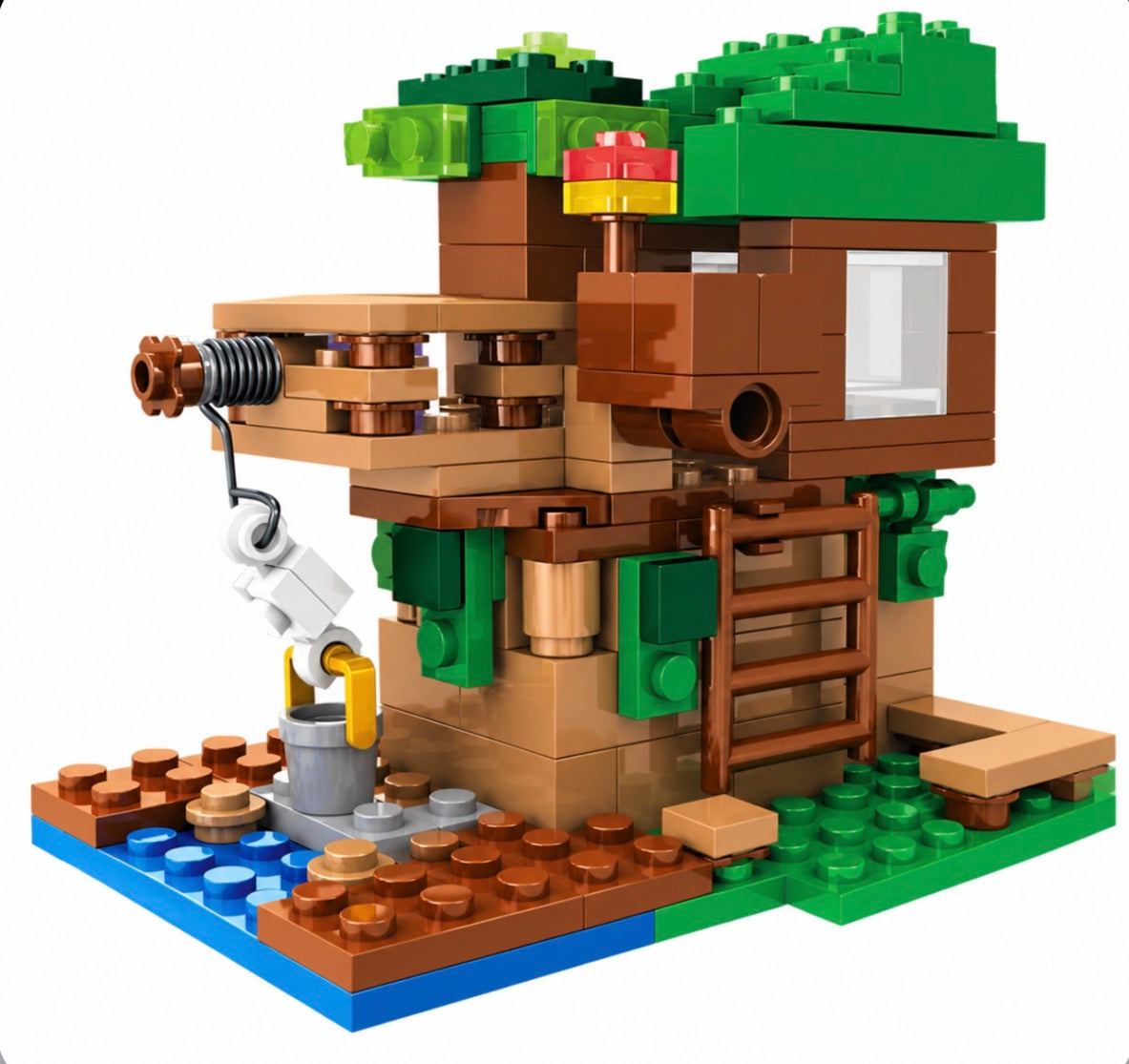 Minecraft Treehouse building block set with 4 Figures